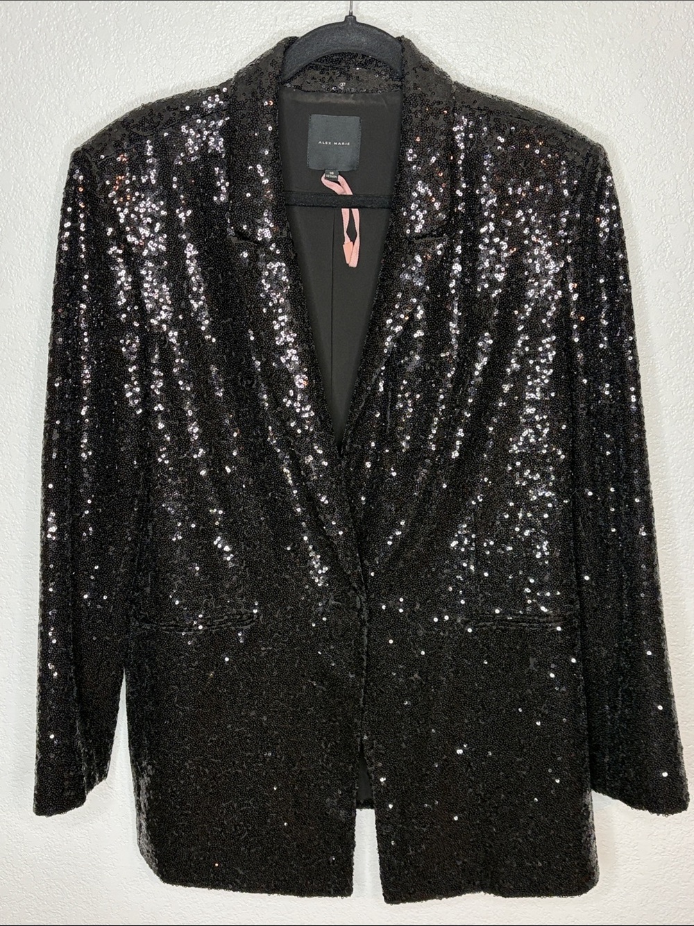 Alex Marie Black Sequined Evening Wear Party Blazer Size 16